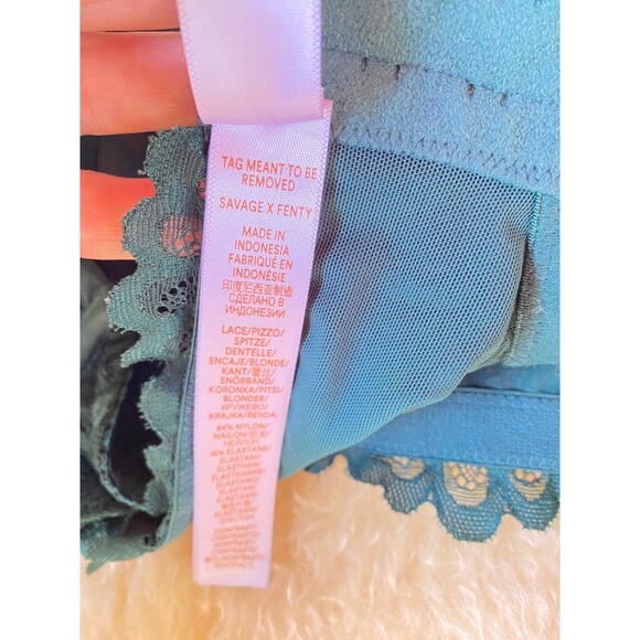 Savage X Fenty size 40 DDD Not Sorry Lightly Lined Lace Balconette Bra in Green - Picture 8 of 12